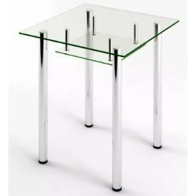 Glass dining table D-01-3 with tempered glass and chrome legs